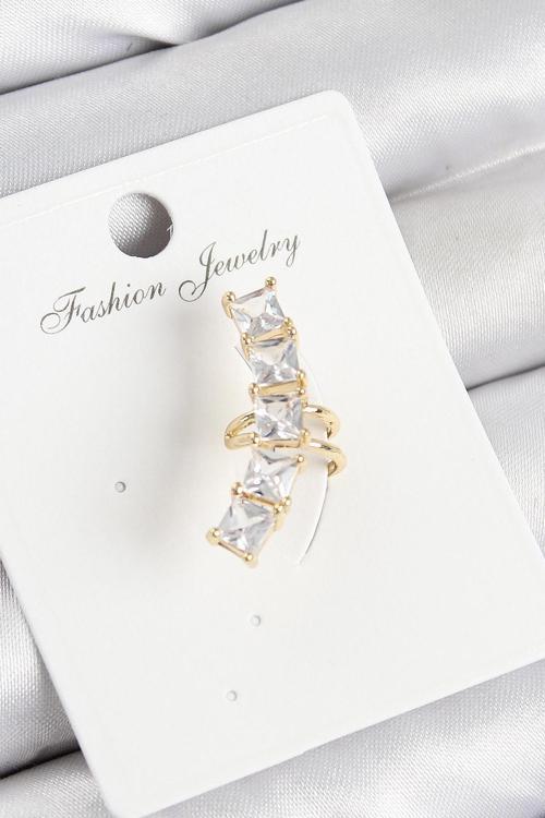 Pirinç Zirkon Taşlı Model Gold Renk Sağ Kıkırdak Küpe