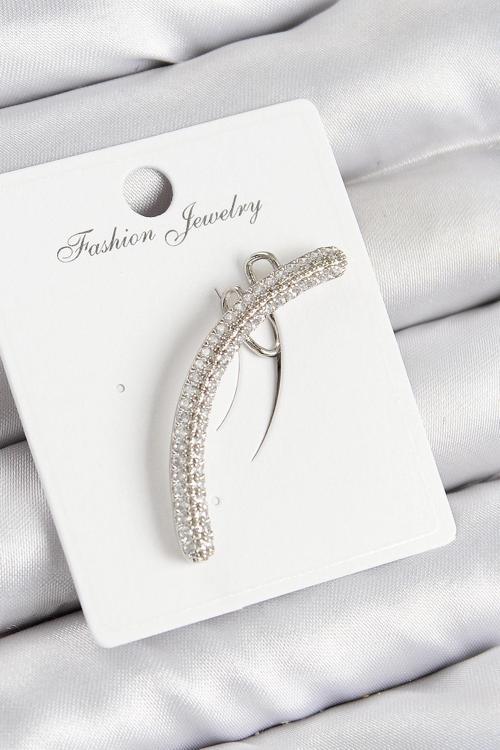 Pirinç Zirkon Taşlı Model Gümüş Renk Sağ Kıkırdak Küpe