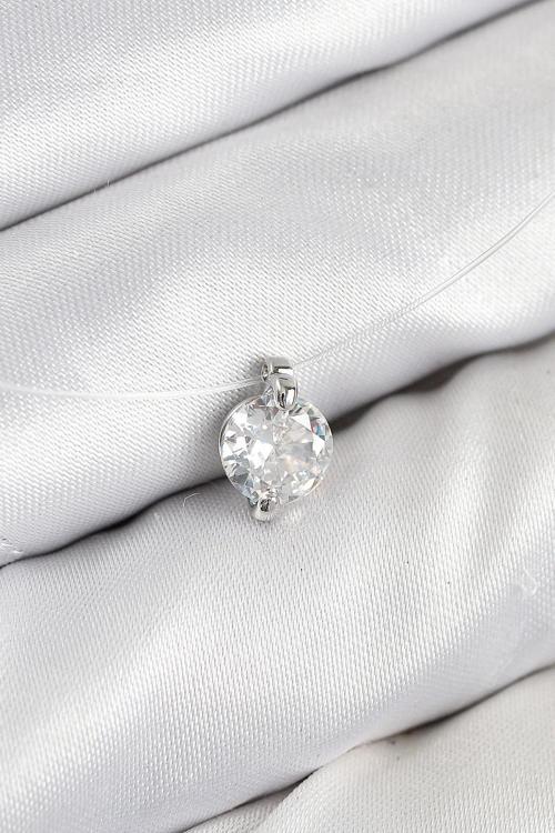 Misineli Zirkon Taşlı Model Gümüş Renk Hayalet Kolye