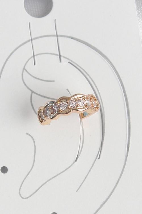 Pirinç Gold Renk Zirkon Taşlı Kadın Kıkırdak Küpe