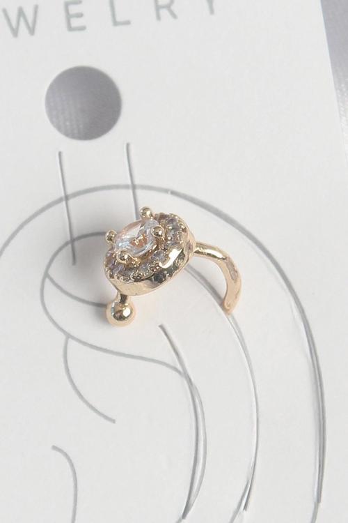 Pirinç Gold Renk Zirkon Taşlı Kadın Kıkırdak Küpe