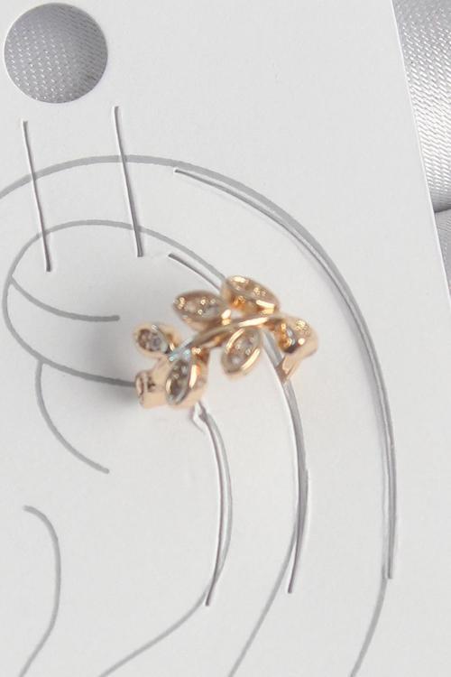 Pirinç Gold Renk Zirkon Taşlı Yaprak Model Kadın Kıkırdak Küpe