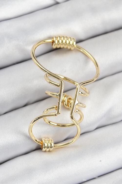 Pirinç Halkalı Model Gold Renk Kıkırdak Küpe