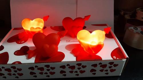 Büro Ev Dekoru için 12ADET Hediyelik Işıklı Kalp Seti