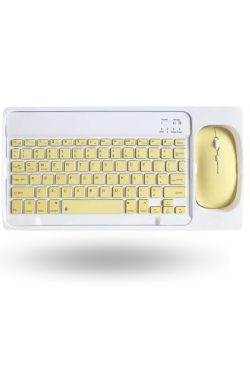 Büro Ev Ofis Bilgisayarı için Kablosuz Sarı Bluetooth Klavye Mouse Seti