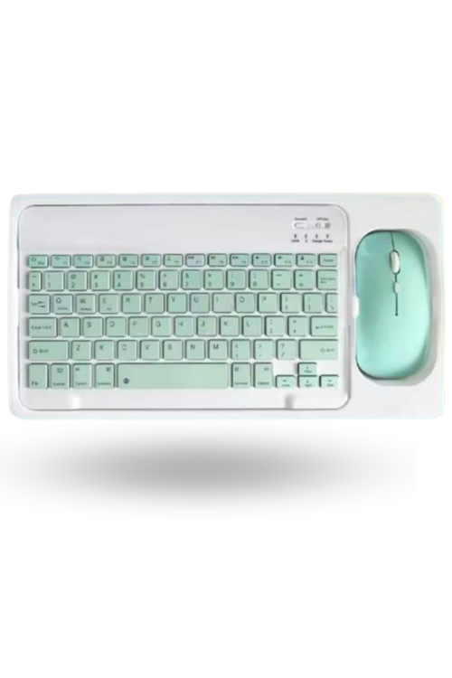 Büro Ev Ofis Bilgisayarı için Kablosuz Yeşil Bluetooth Klavye Mouse Seti