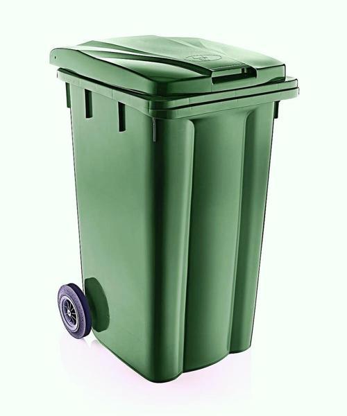 SY-6511 Eko Tekerlekli Kapaklı Plastik Çöp Konteyneri 240 lt Yeşil