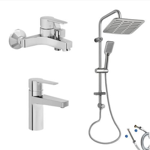 Nora S Banyo Bataryası + Nora S Lavabo Bataryası + Doppo Siena Lux Tepe Duş Sistemi