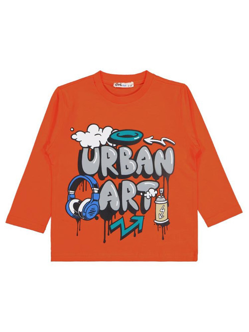 Urban Art Baskılı 2-5 Yaş Sweatshirt - Turuncu3-4 Yaş