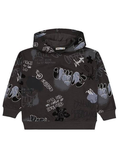 Grafiti Empirme Baskılı 10-13 Yaş Sweatshirt - Gri10-11 Yaş