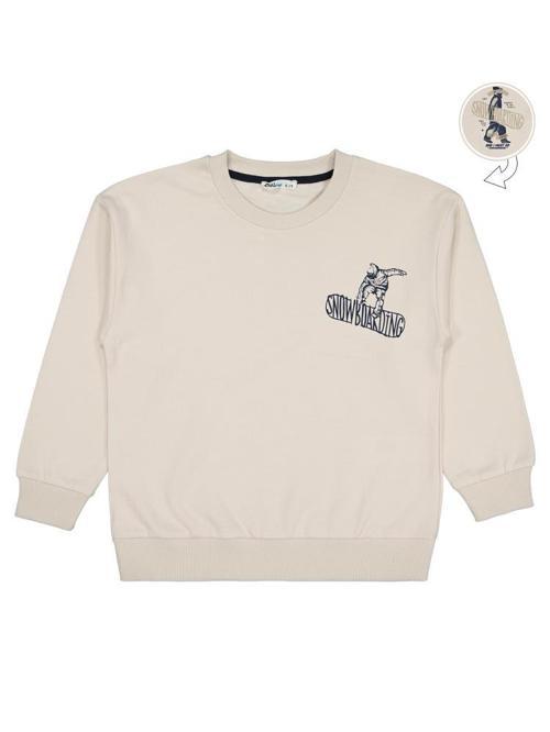 Snowboarding Baskılı 6-9 Yaş Sweatshirt - Bej7-8 Yaş