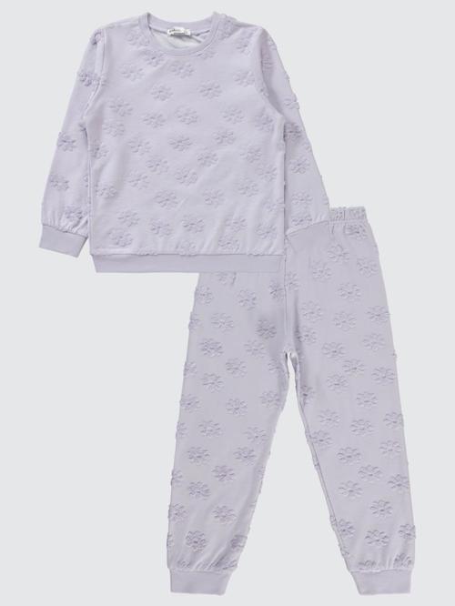 Çiçek Jakarlı 6-9 Yaş Pijama Takımı - Lila7-8 Yaş
