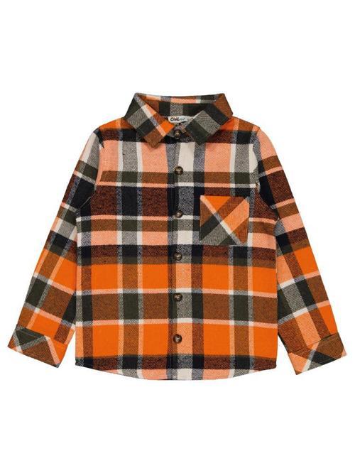 Tek Cepli Ekoseli 6-9 Yaş Gömlek - Turuncu9-10 Yaş