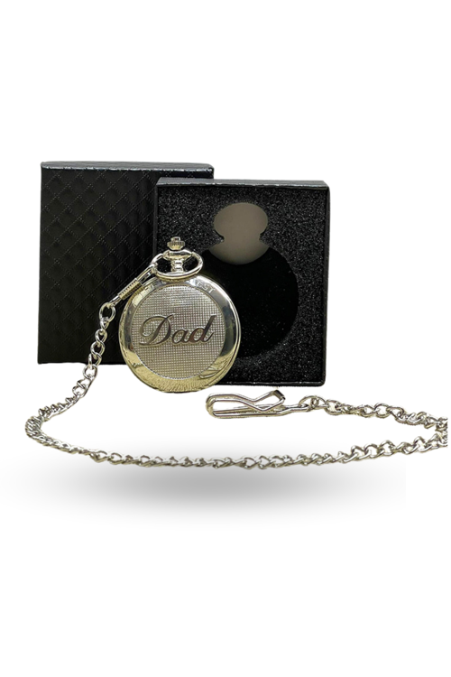 Büro Ev Ofis Hediyesi için Kutulu Silver Dad Yazılı Köstekli Saat