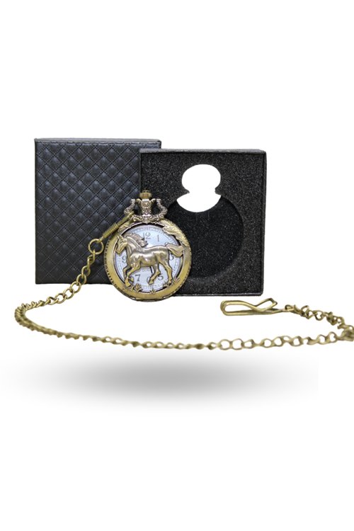 Büro Ev Ofis Hediyesi için Kutulu Antik At Motif Köstekli Saat