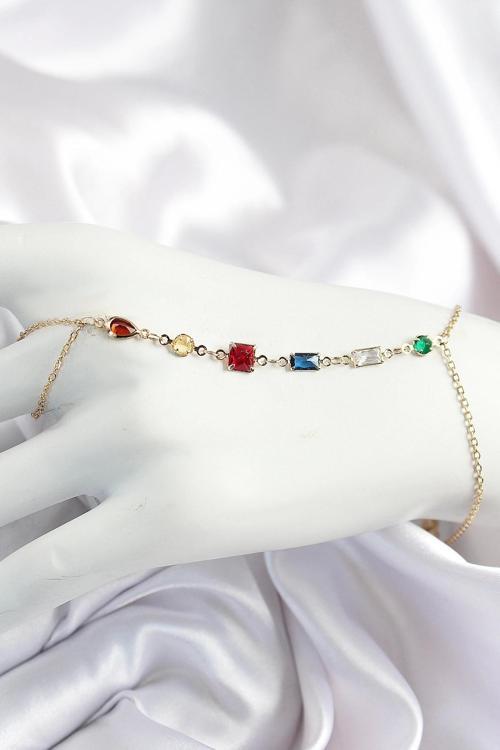 Pirinç Renkli Zirkon Taşlı Y Model Gold Renk Kadın Şahmeran