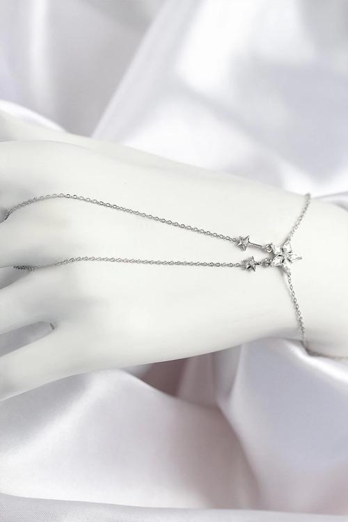 Pirinç Zirkon Taşlı Yıldız Model Gümüş Renk Şahmeran