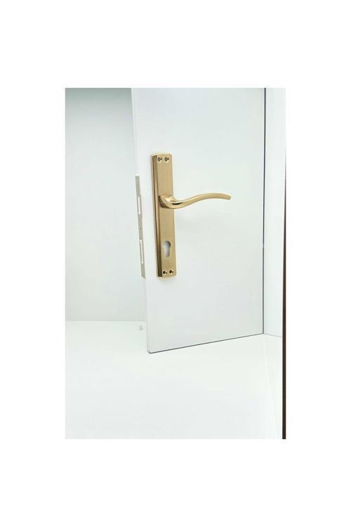 Özen Trim Titanyum Lüx Aynalı Yale Çelik Kapı Kolu Sol Basar Tek Yön