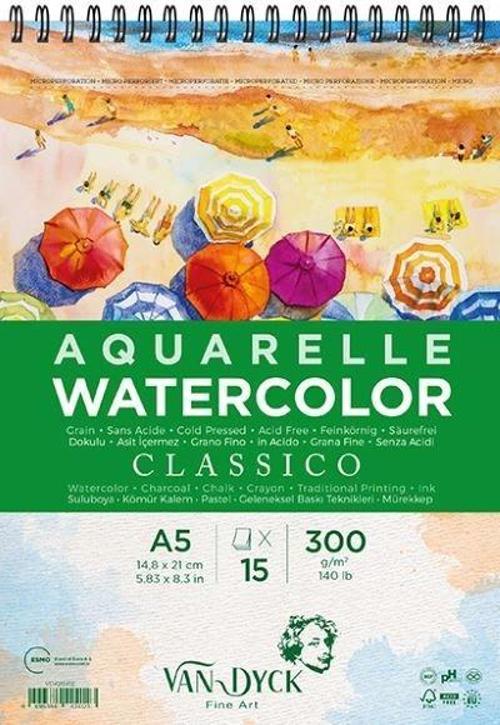 Classico Cold Pres Spiralli Sulu Boya Defteri Blok 300 gr. A5 15 yaprak