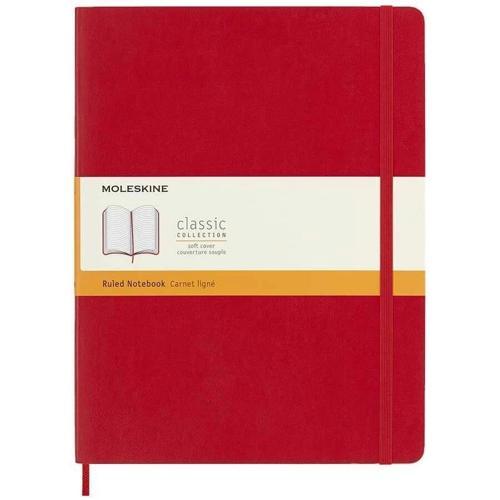 Yumuşak Kapak Çizgili Defter XL Boy 19x25 cm. 192 Sayfa Scarlet Kırmızı