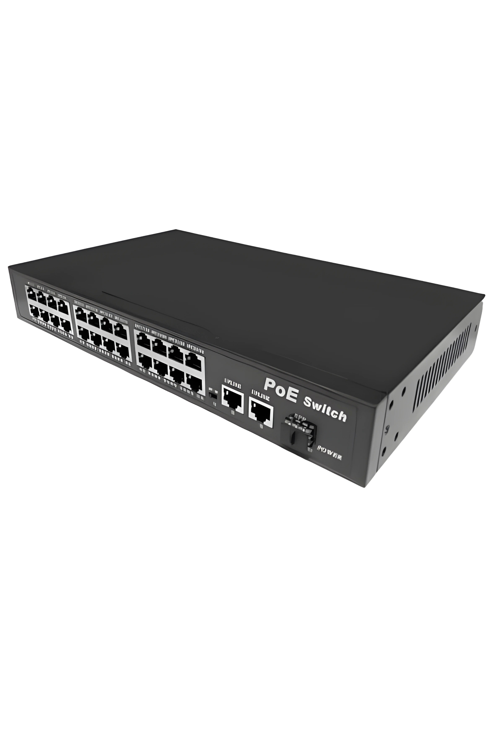 10324KE 24 Port PoE Switch | 400W | 2GE Gigabit Uplink +1SFP | 250m Extend IP Kamera Uyumlu