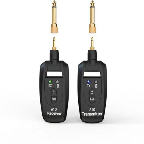 A10 Kablosuz Gitar Vericisi 2.4GHz 6,35mm ve 3,5mm Jak, 250 Derece Döner Fiş