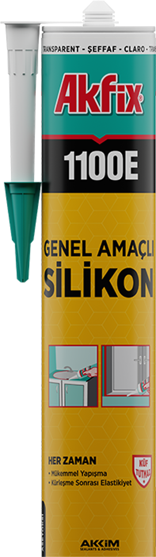 AKFİX GENEL AMAÇLI SİLİKON ŞEFFAF 280GR 1100E