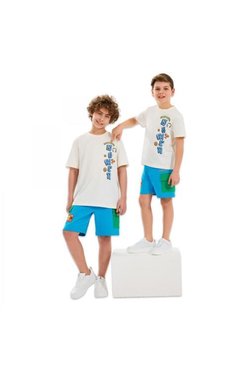 Sk2510028 B Graphic Tee Beyaz Erkek Çocuk T-Shirt