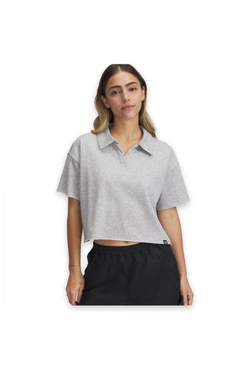 1389639 Ua Icon Terry Polo Gri Kadın T-Shirt
