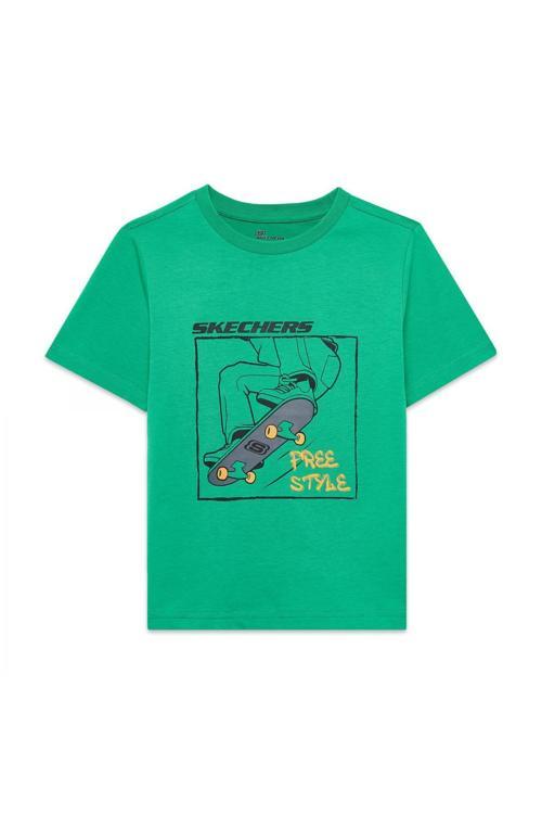 Sk2510112 B Regular Fit Graphic Tee Yeşil Erkek Çocuk T-Shirt