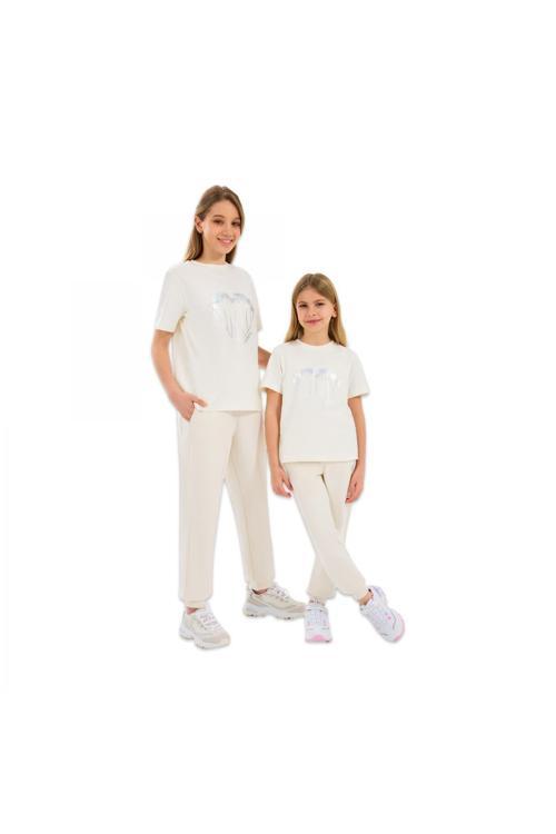 Sk232075 G Lw Fleece Jogger Sweatpant Beyaz Kız Çocuk Eşofman Altı