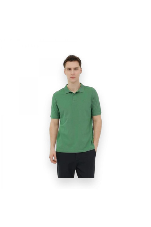 Ct953 101079283 Basic Polo Yeşil Erkek T-Shirt