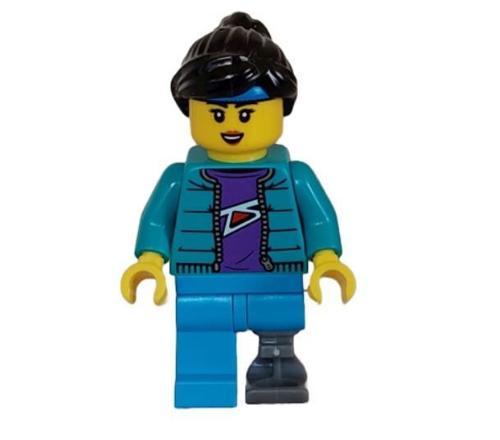 Minifigür Skateboarder Female Dark Azure Legs with Prosthetic Leg cty1628