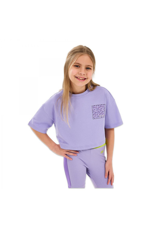 Sk2510017 G Graphıc Tee Crop Lila Çocuk T-Shirt