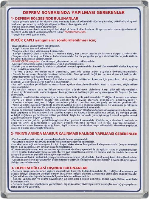 Deprem Sonrasında Yapılması Gerekenler 50X70 Al.Çerçeve