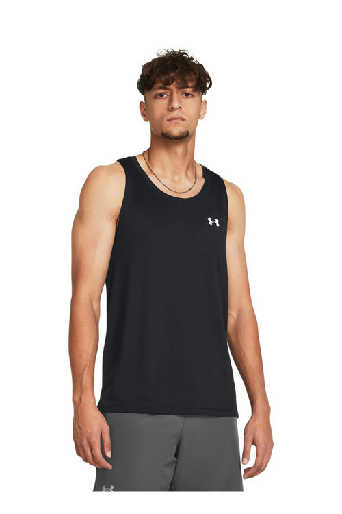1382585-001 Ua Launch Singlet Siyah Erkek Klasik Yaka Bol Kesim Atlet