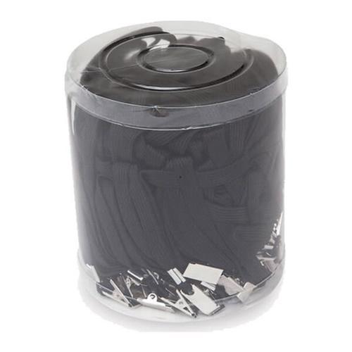 İnox Yaka Kartı İpi Klipsli Siyah 50Li