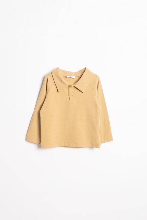 Polo Yaka Uzun Kollu Tişört – Hardal Sarı