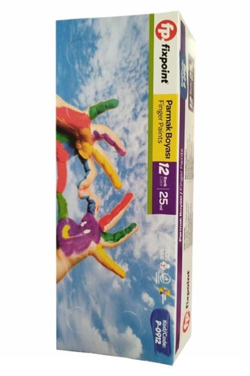 Parmak Boya 12 Renk 1 Adet Fixpoint 25 ml 12 li Parmak Boya Resim Dersi Su Bazlı Resim Okul Öncesi Kreş Anasınıfı