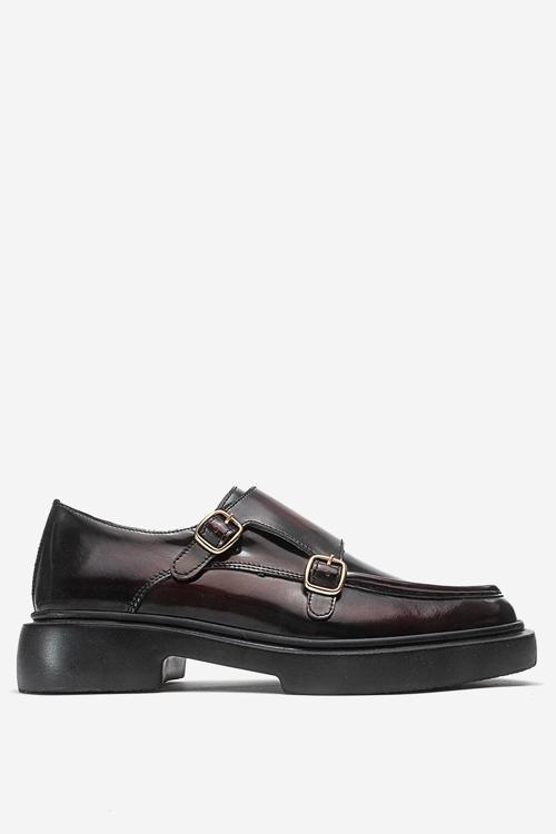 Erkek Kemerli Loafer Ayakkabı Gerçek Deri T575 BORDO