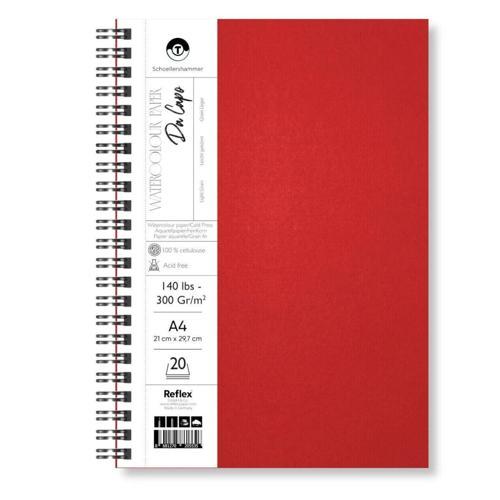 Da Capo Cold Press Sert Kapak Suluboya Defteri 300 gr. A4 20 yaprak KIRMIZI