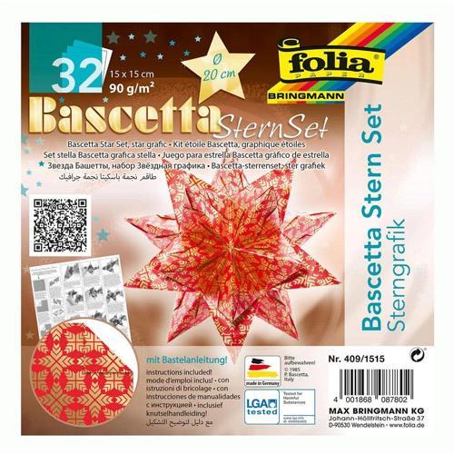 Bascetta Stern Çift Taraflı Origami Kağıdı 15x15 cm. 32 Yaprak GRAFİK KIRMIZI