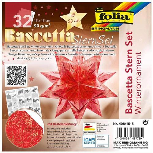 Bascetta Stern Çift Taraflı Origami Kağıdı 15x15 cm. 32 Yaprak KIŞ MOTİFİ KIRMIZI