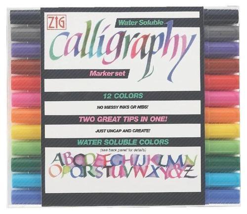 Kaligrafi Kalemi Seti Çift Uçlu 2 mm. + 3.5 mm. 12 Renk