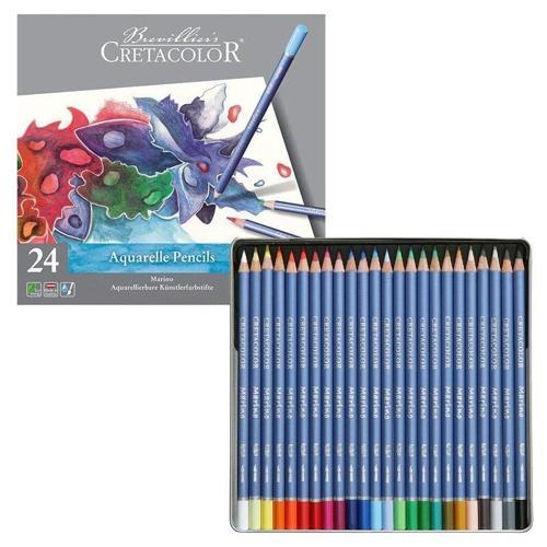 Marino Sulandırılabilir Aquarell Boya Kalemi Seti 24 Renk Metal Kutu