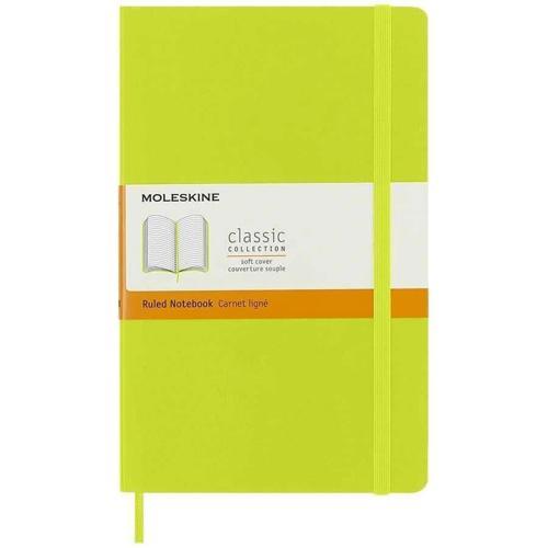 Yumuşak Kapak Çizgili Defter L Boy 13x21 cm. 192 Sayfa Limon Yeşili