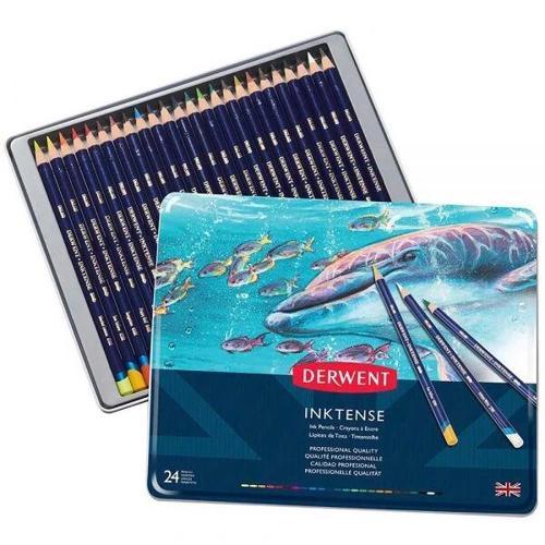 Inktense Mürekkep Etkili Aquarell Boya Kalemi Seti 24'lü Teneke Kutu