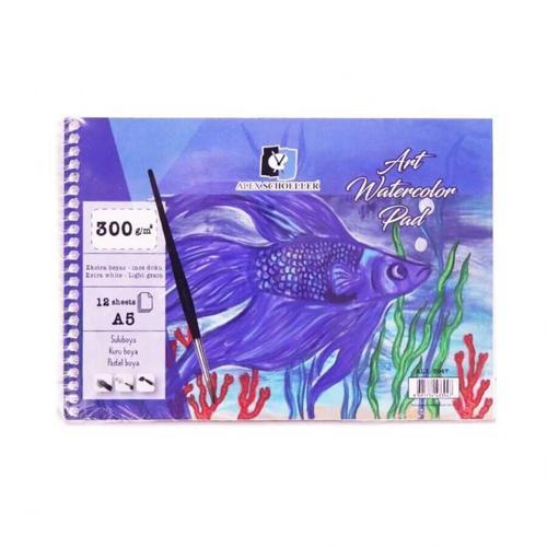 Art Watercolour Pad Spiralli Sulu Boya Defteri Blok 300 gr. A5 12 yaprak