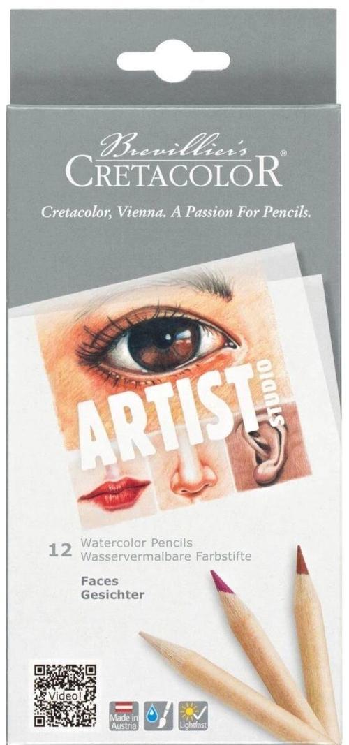 Artist Studio Watercolor Pencils FACES Set 12 Renk Sulandırılabilir Portre Çizim Kalemi S