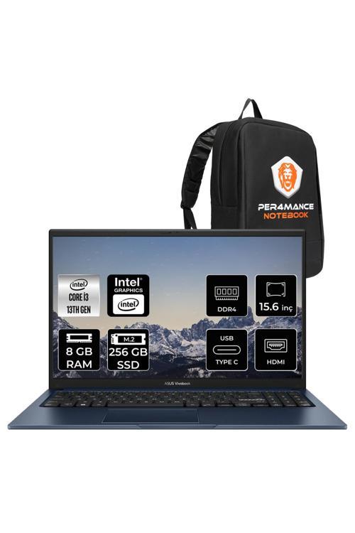 Vivobook 15 i3-1315U 8GB 256GB SSD 15.6'' FHD FDOS X1504VA Dizüstü Bilgisayar & Laptop & PER4 ÇANTA